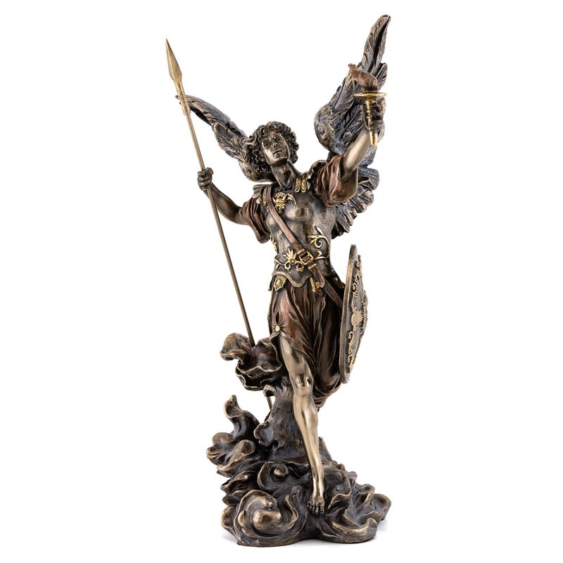 Top Collection Archangel Uriel God is My Light Statue - Phanuel Turn to God Sculpture in Cold Cast Bronze- 13.75-Inch Holy Saint Patron of Salvation Figurine - Image 2